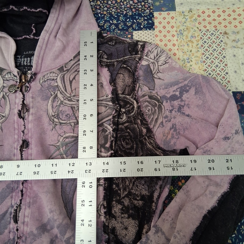 Sinful by Affliction Y2K Hoodie Womens Size Large Cyber Grunge Mall Goth Pink - Picture 8 of 10